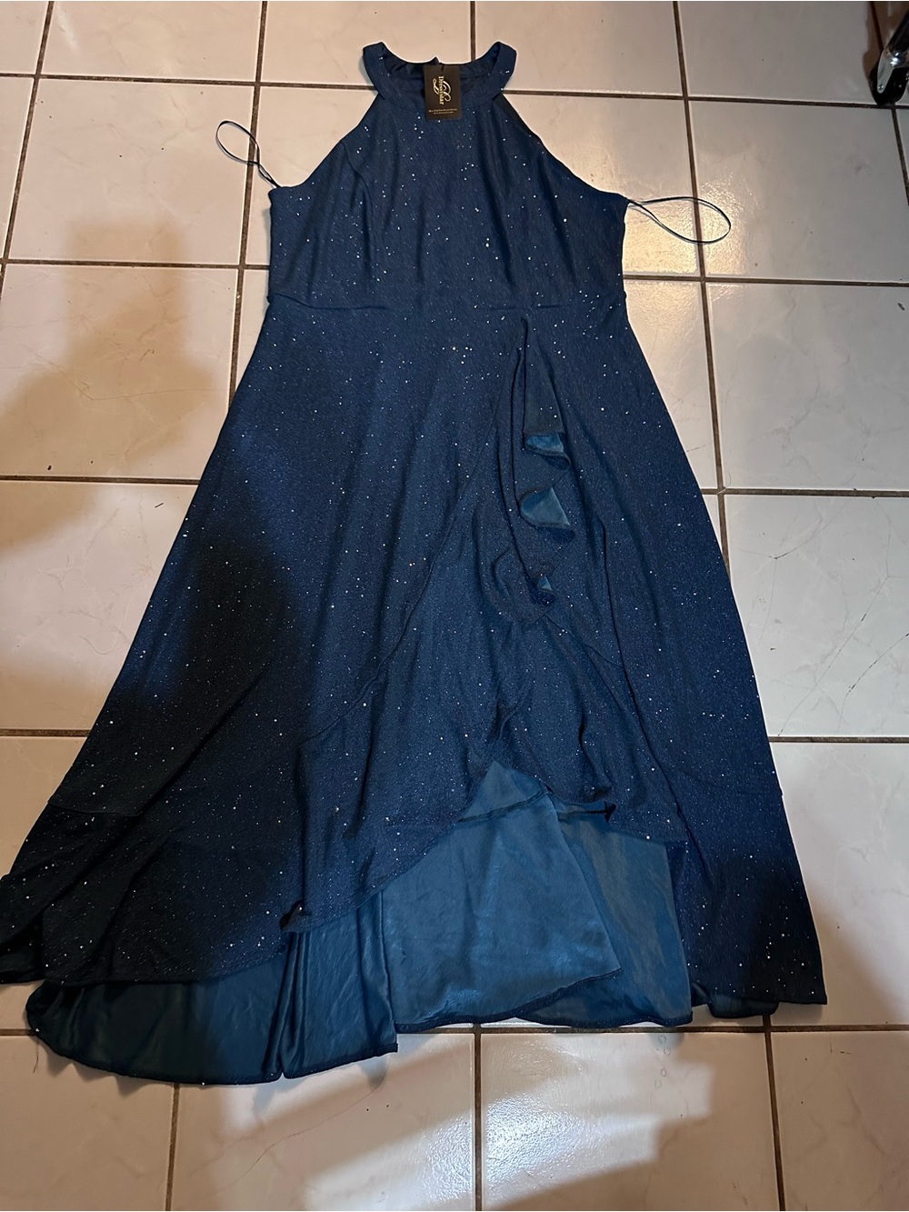 New size xxl Dressystar Sparkly Halter Sequin Long Formal Dress